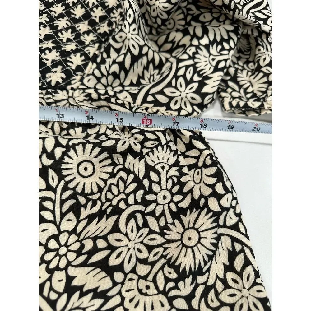 Zara Girls Black Floral Quilted Tiered Dress Size 10 Knee Length‎ Casual
